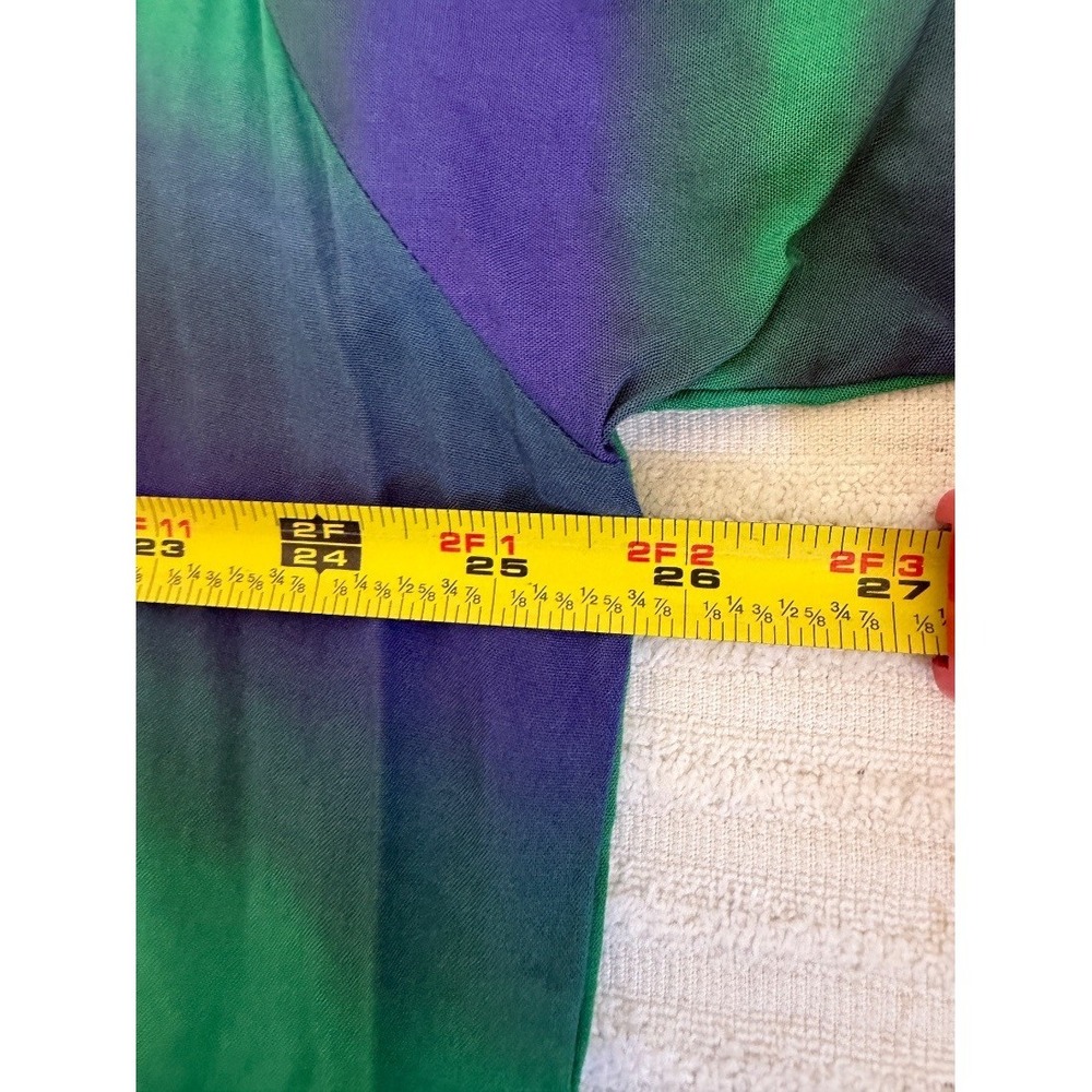Resort Wear Womensโ Tie Dye Shirt Dress Green Purple Rayon One Size Boho Midi - Picture 13 of 16
